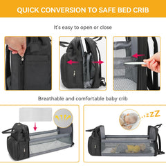 BB Dreamscape diaper bag backpack waterproof fabric protects contents from spills.