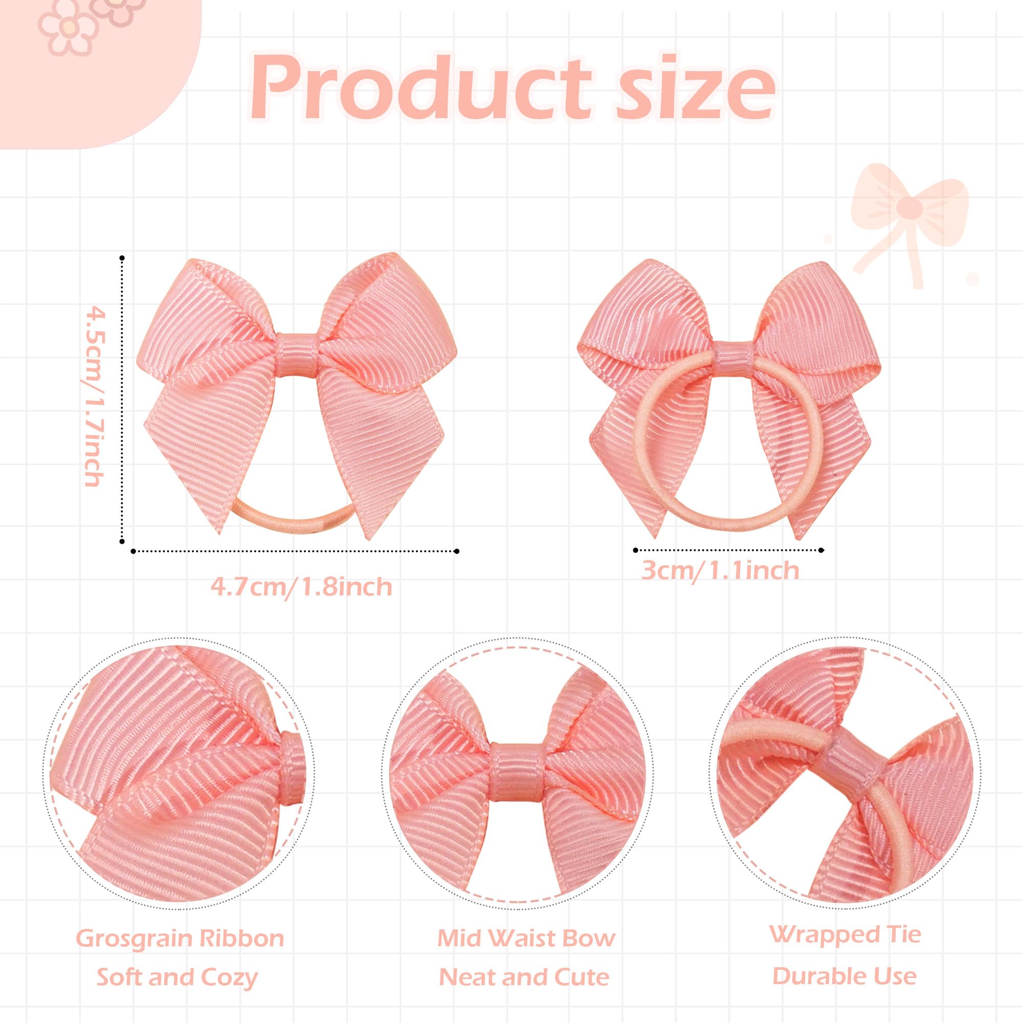 BBGifts 1.8in toddler ponytail holders for gentle, easy removal