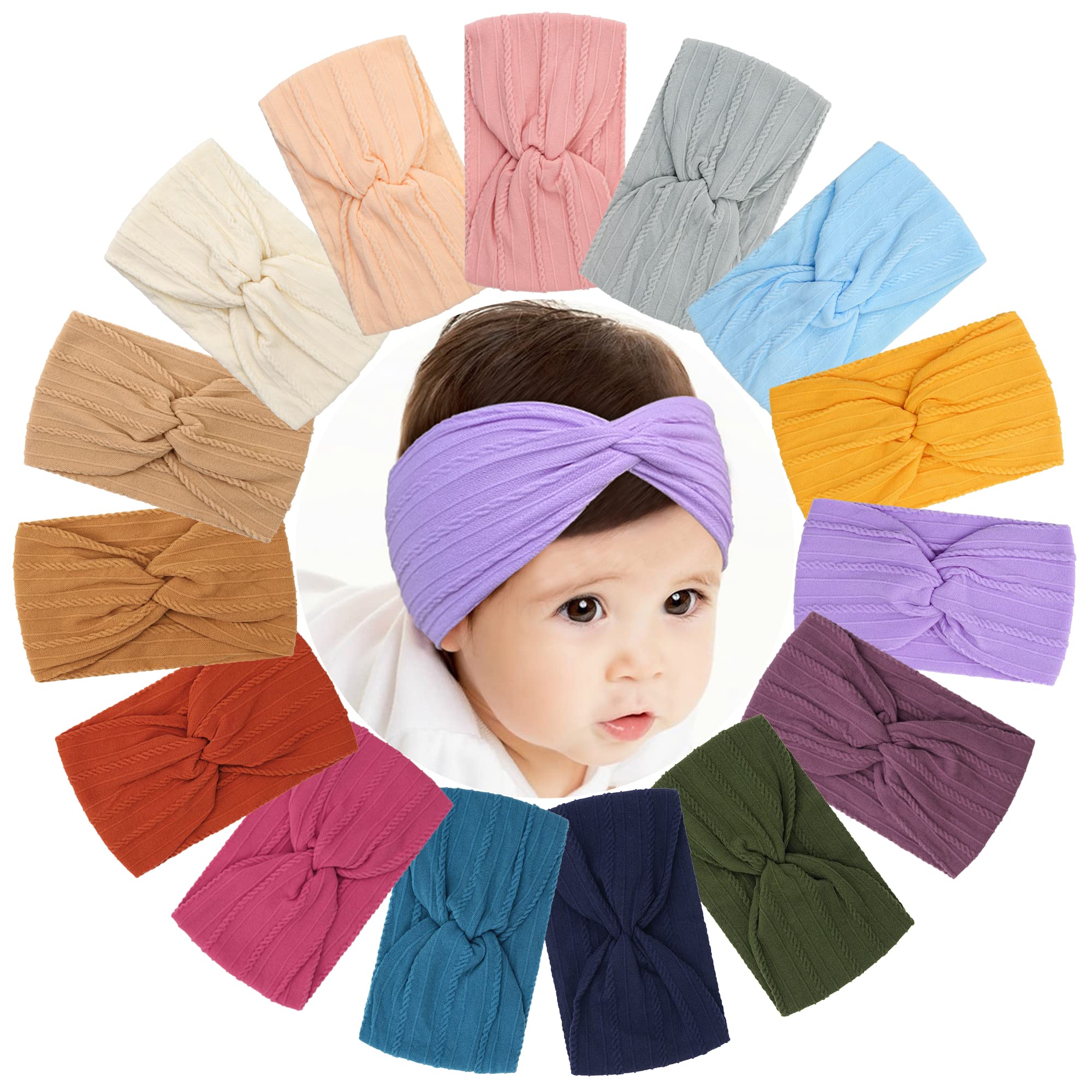 BBGifts 15pcs headbands pack shot with soft jacquard fabric for daily wear