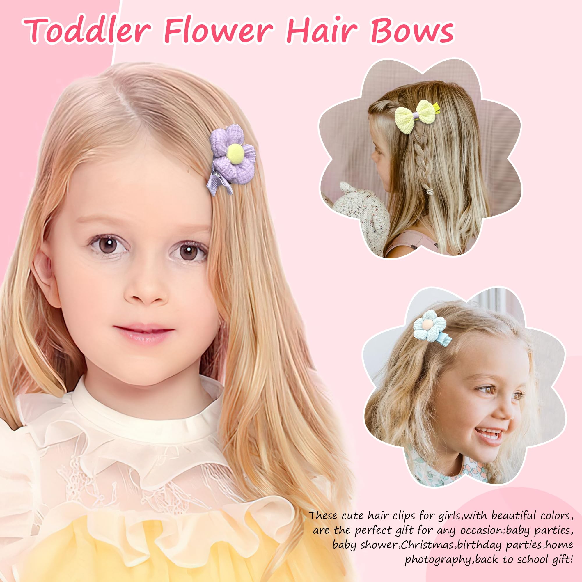 BBGifts flower bow clips for girls set showing mixed floral and bow designs
