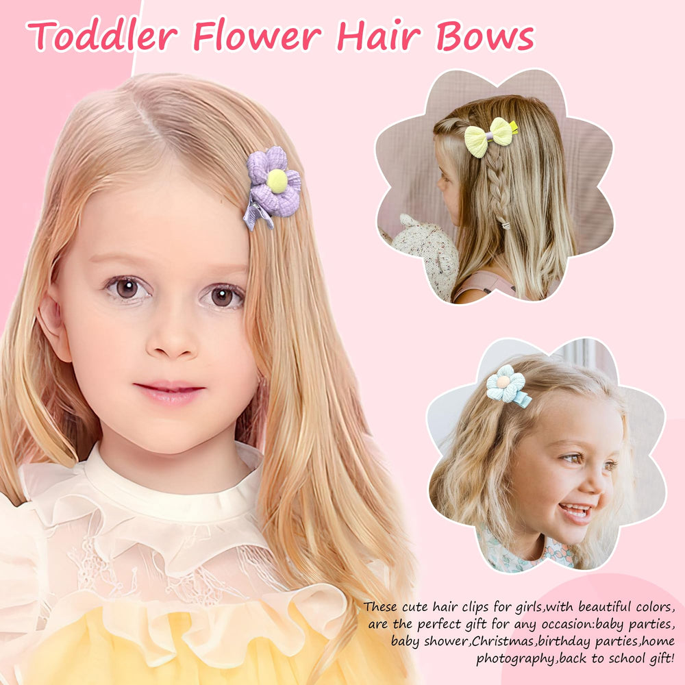 BBGifts flower bow clips for girls set showing mixed floral and bow designs