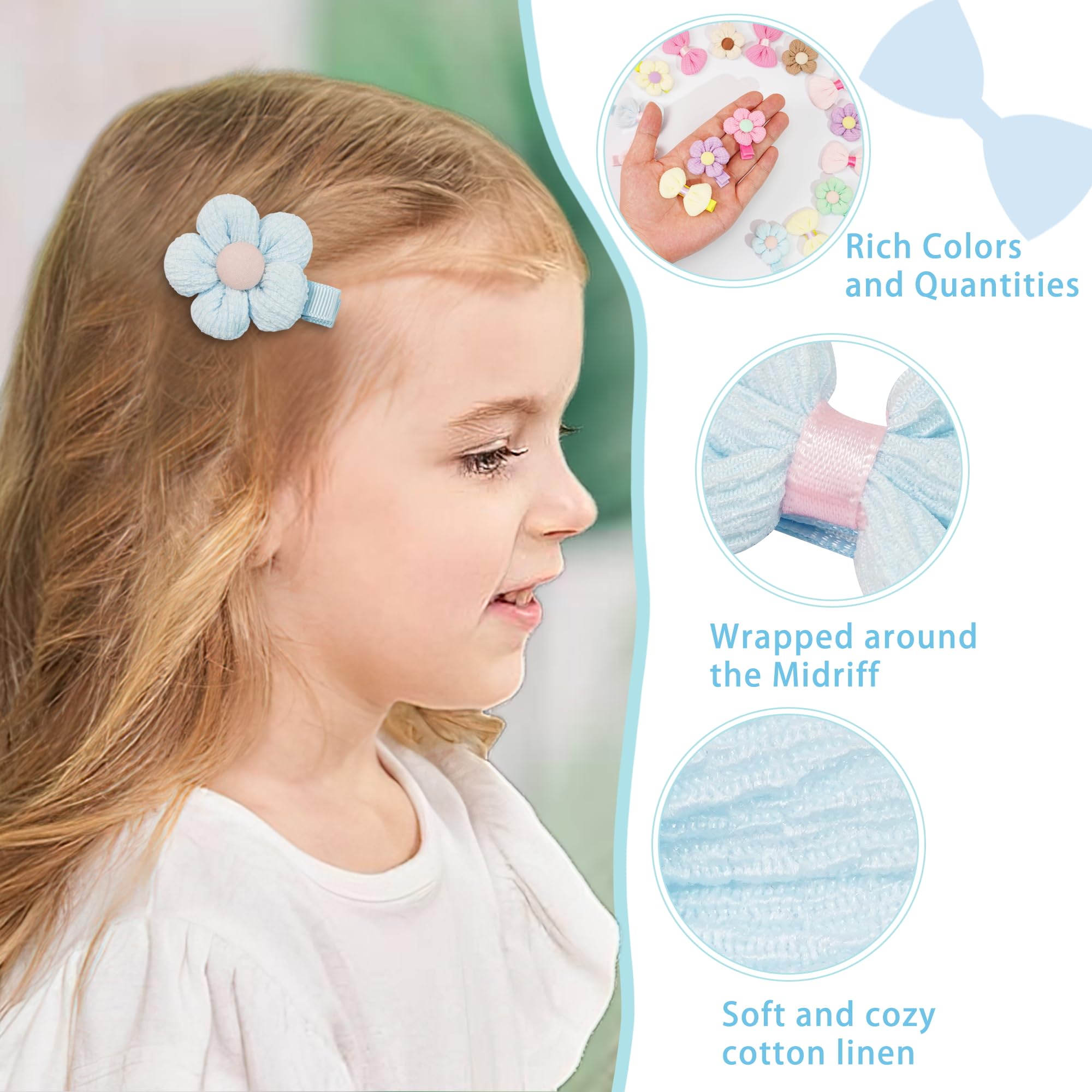 BBGifts 1.5 inch flowers and 2 inch bows on stylish clips for daily outfits