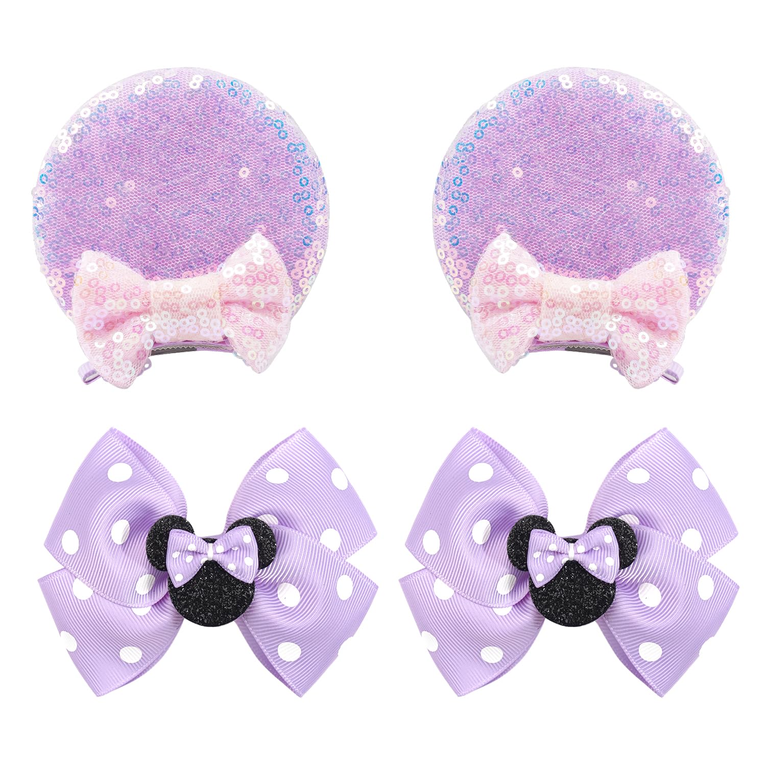 BBGifts 2pairs purple mouse ears hair clips for party-ready style