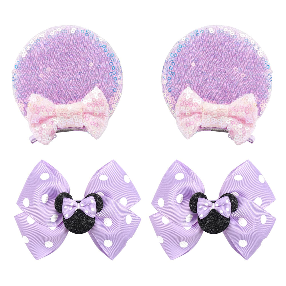 BBGifts 2pairs purple mouse ears hair clips for party-ready style