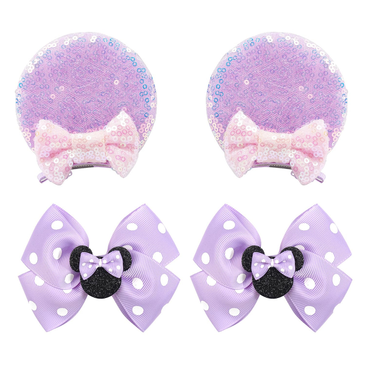 BBGifts 2pairs purple mouse ears hair clips for party-ready style