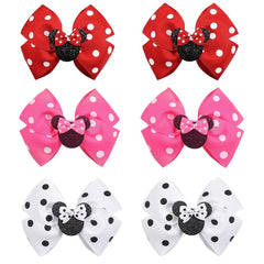 BBGifts 3 pack red white mouse ears bows 4 inches for everyday wear and events