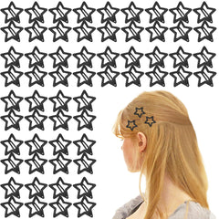 BBGifts 60pcs black star hair clips pack holds bangs securely for all ages.