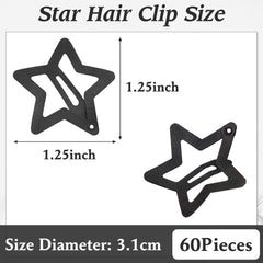 BBGifts black star hair clip closeup shows durable non-slip grip for everyday wear.