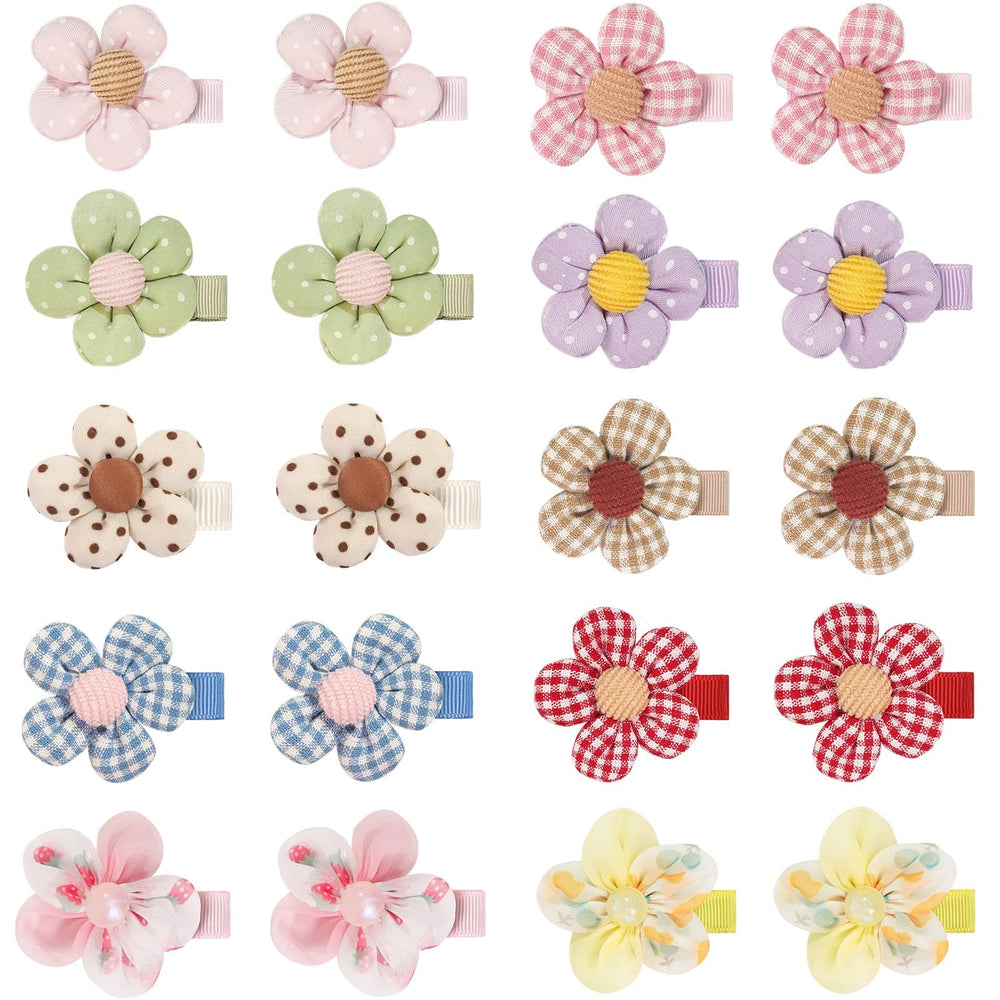 BBGifts boutique baby girl hair clips flowers clip-detail close-up shows soft fabric
