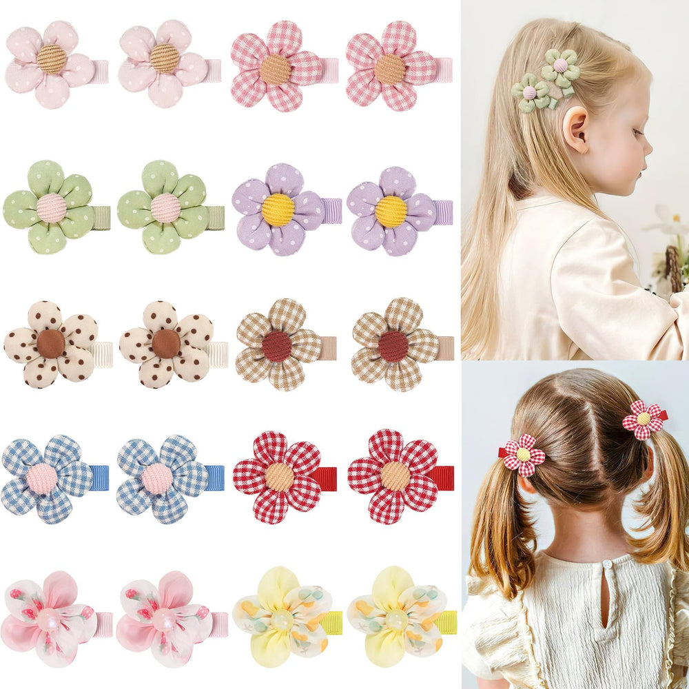 BBGifts boutique baby girl hair clips flowers front view for adorable everyday styling