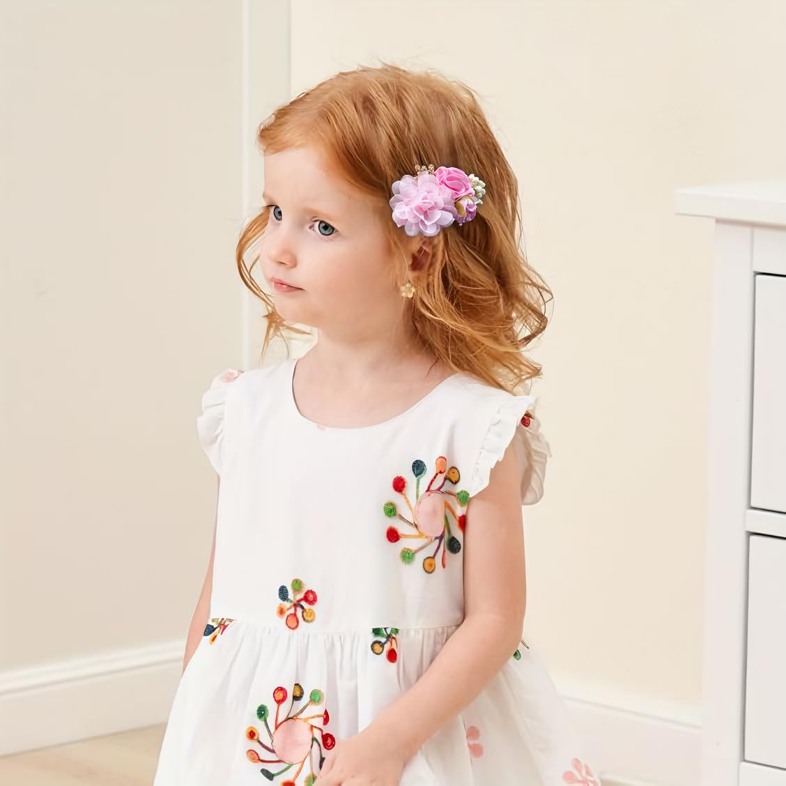 BBGifts flower hair bow clip coral petals for party wear