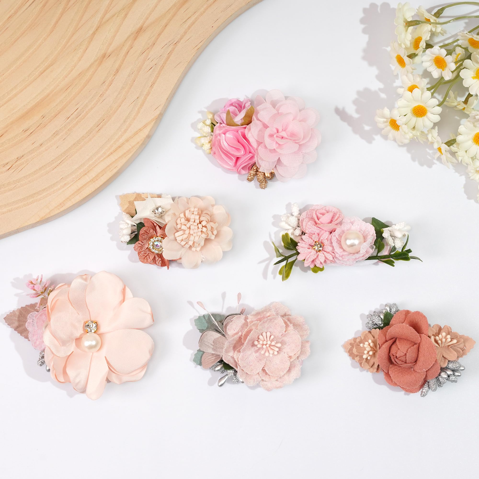 BBGifts flower hair bow clip green leaves for secure styling