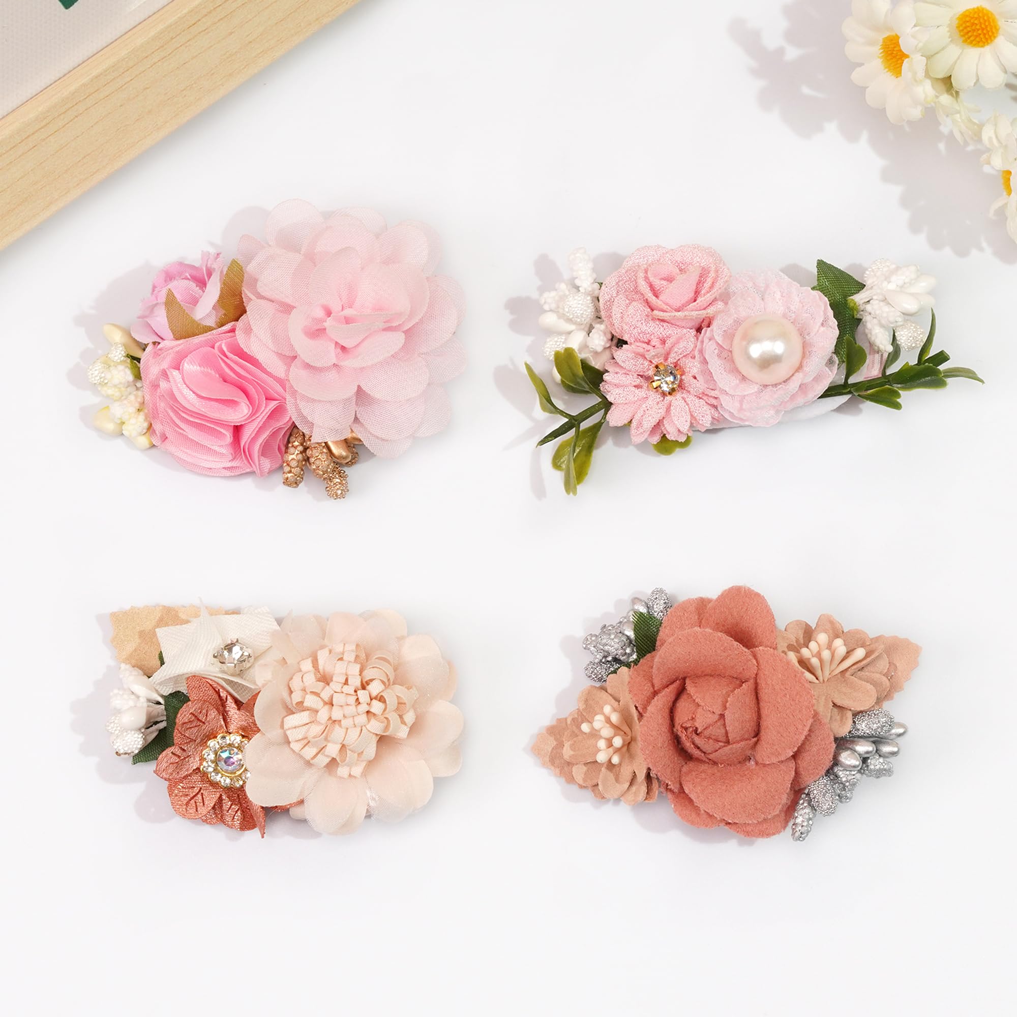 BBGifts flower hair bow clip lavender bouquet for baby showers