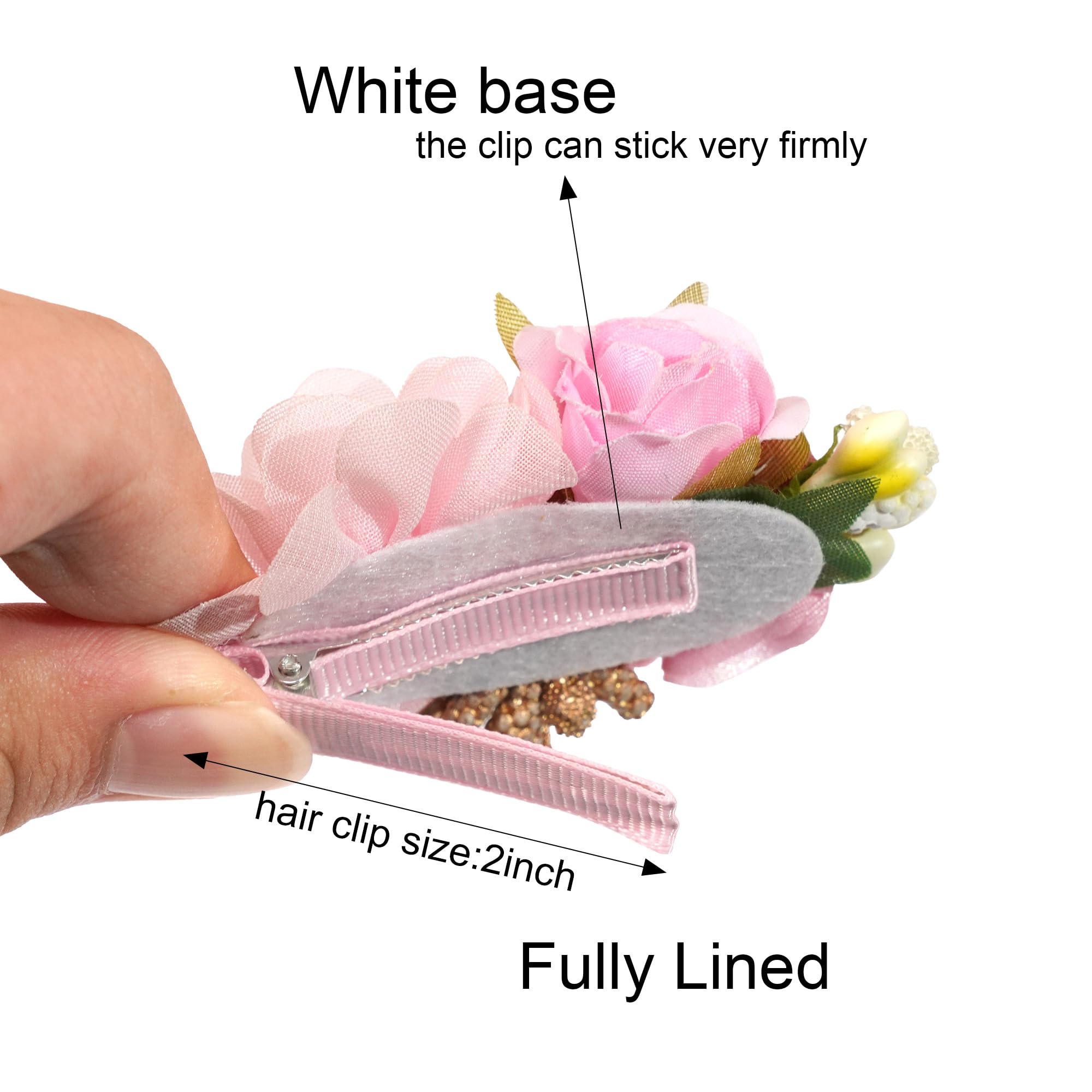 BBGifts flower hair bow clip with faux pearls for dress-up