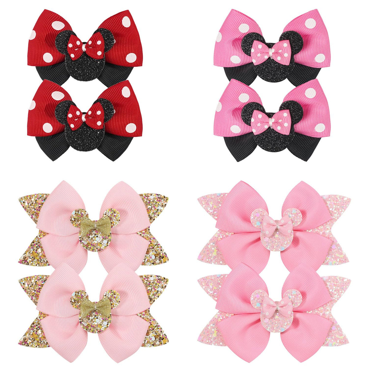 BBGifts glitter bow clip 4.5in pink shows secure alligator clip for toddler styles