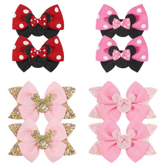 BBGifts glitter bow clip 4.5in pink shows secure alligator clip for toddler styles