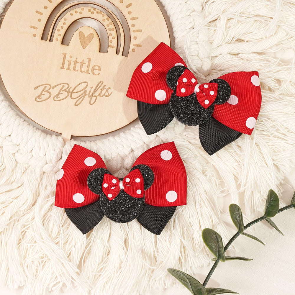 BBGifts glitter bow clip on hair demonstrates secure hold for ponytails