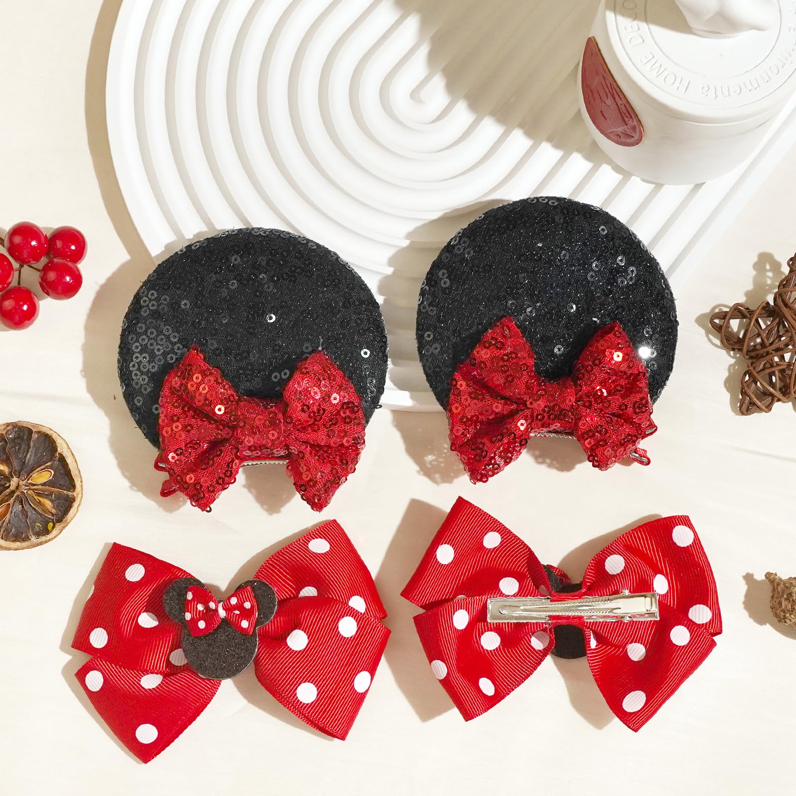 BBGifts glitter mouse ears closeup highlights sparkling headband accent for festive looks.