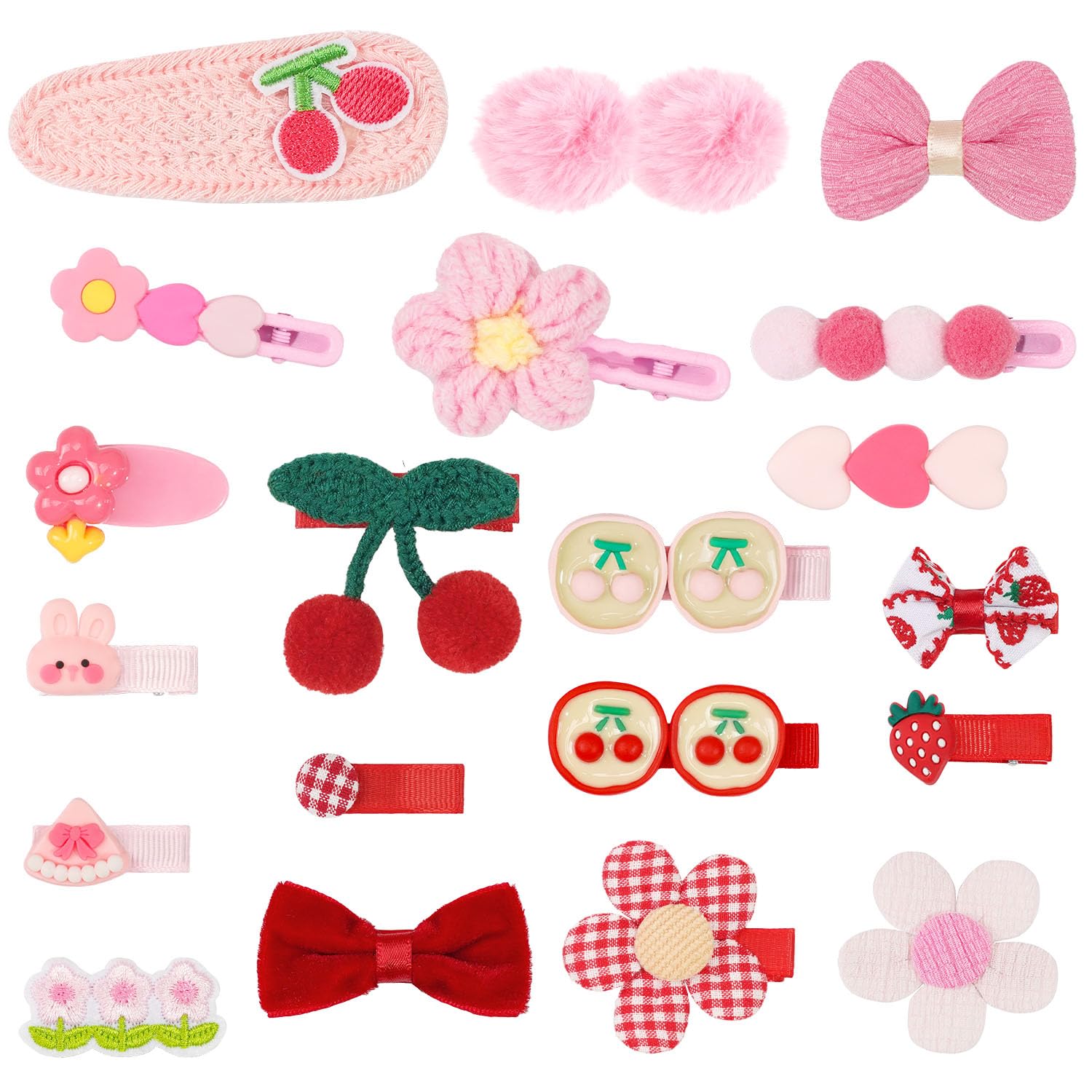 BBGifts 20-piece red-pink set clip for kids, versatile daily styling