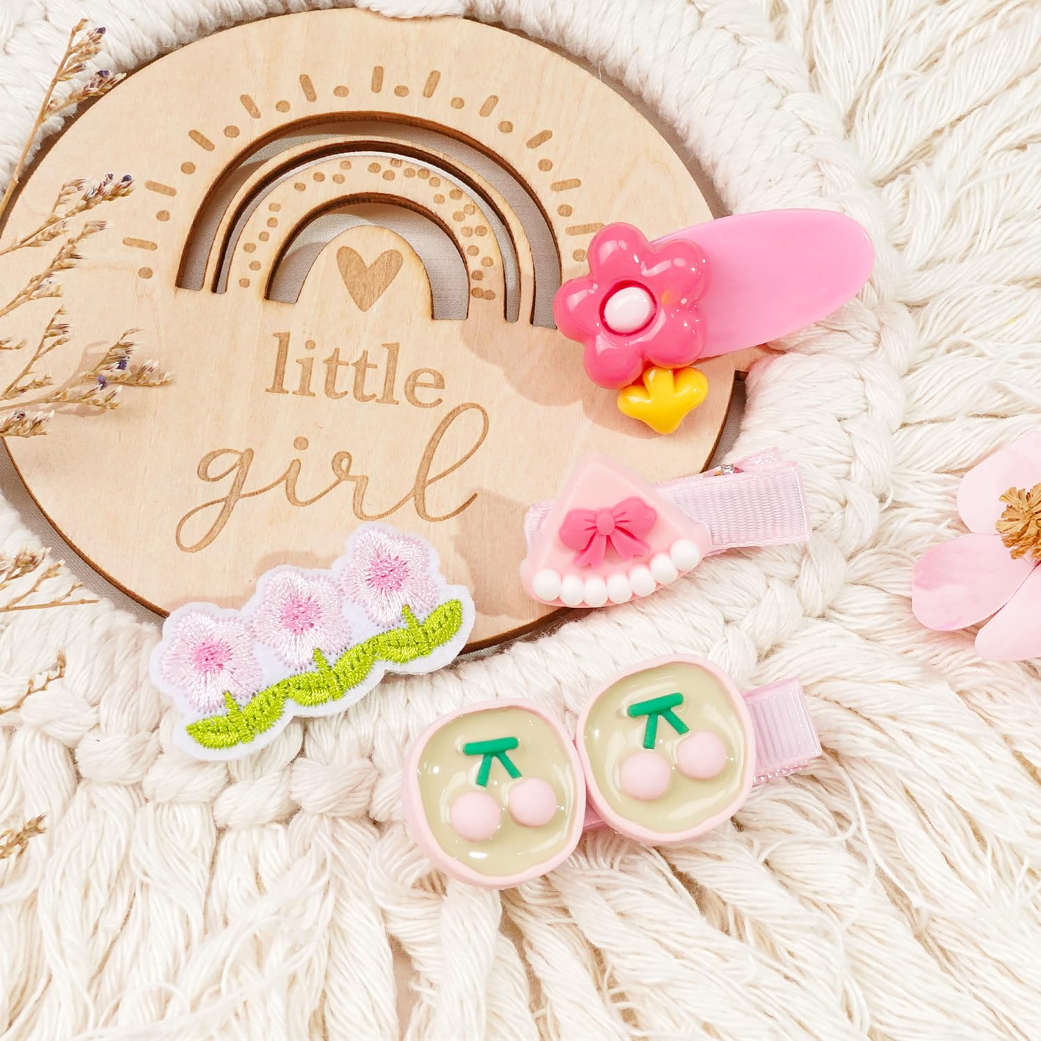 BBGifts heart-fruit-pom clip offers charming accent for everyday outfits