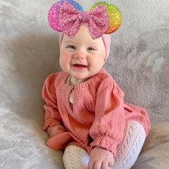 BBGifts headband pink sequin front view highlights durable stitched ears
