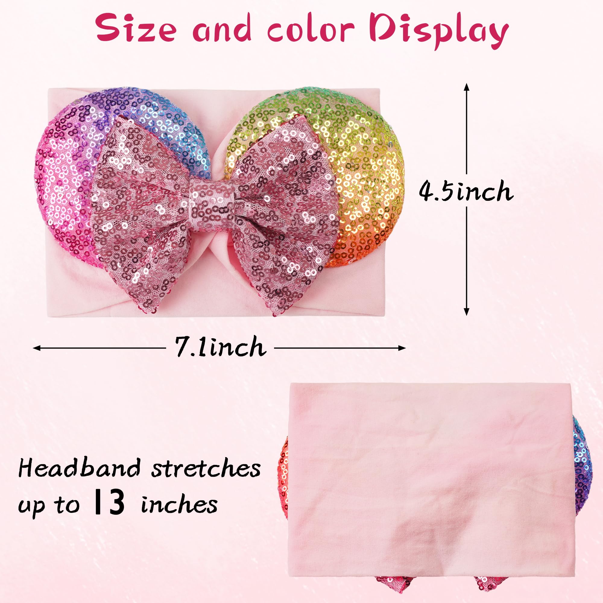 BBGifts mouse ears headband pink sequin worn by child for cheerful photos