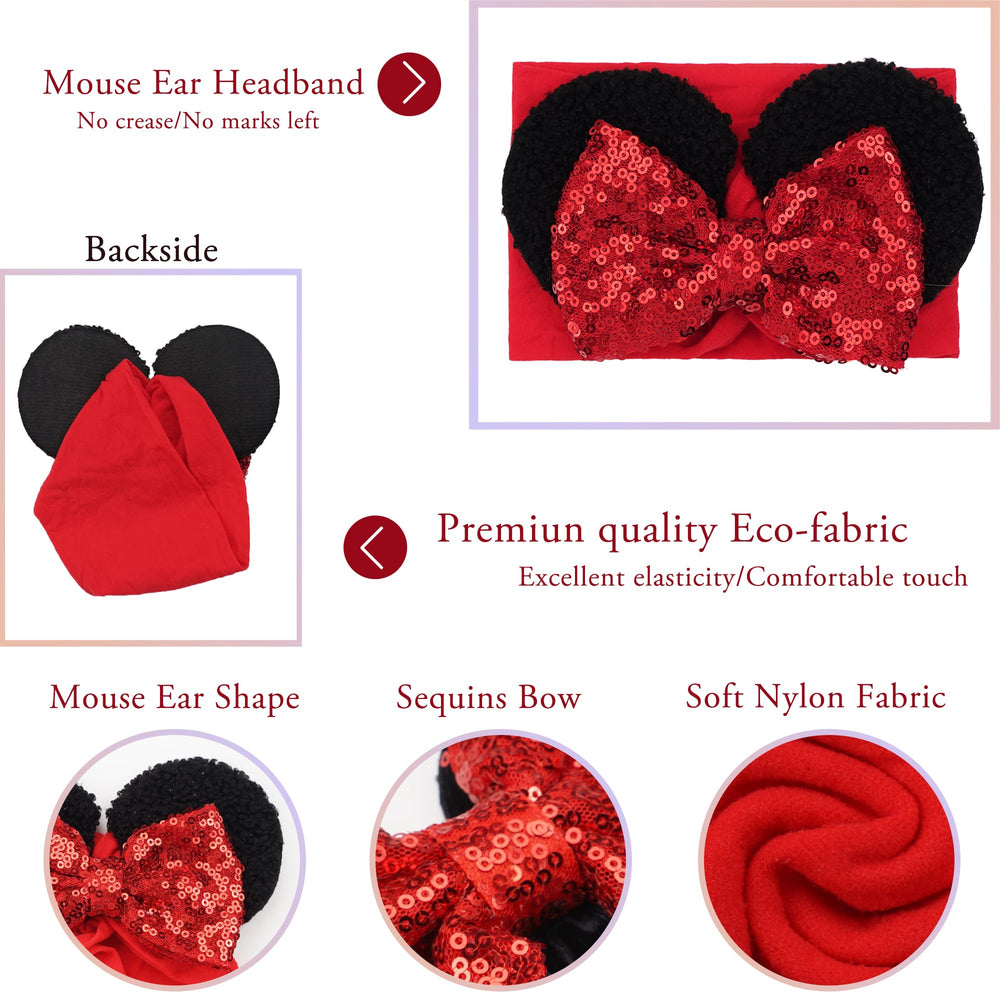 BBGifts pink sequin bow headbands add playful charm to outfits.