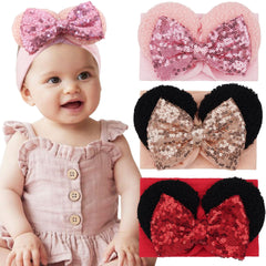 BBGifts mouse ears headbands with red sequin bow for stylish toddlers.