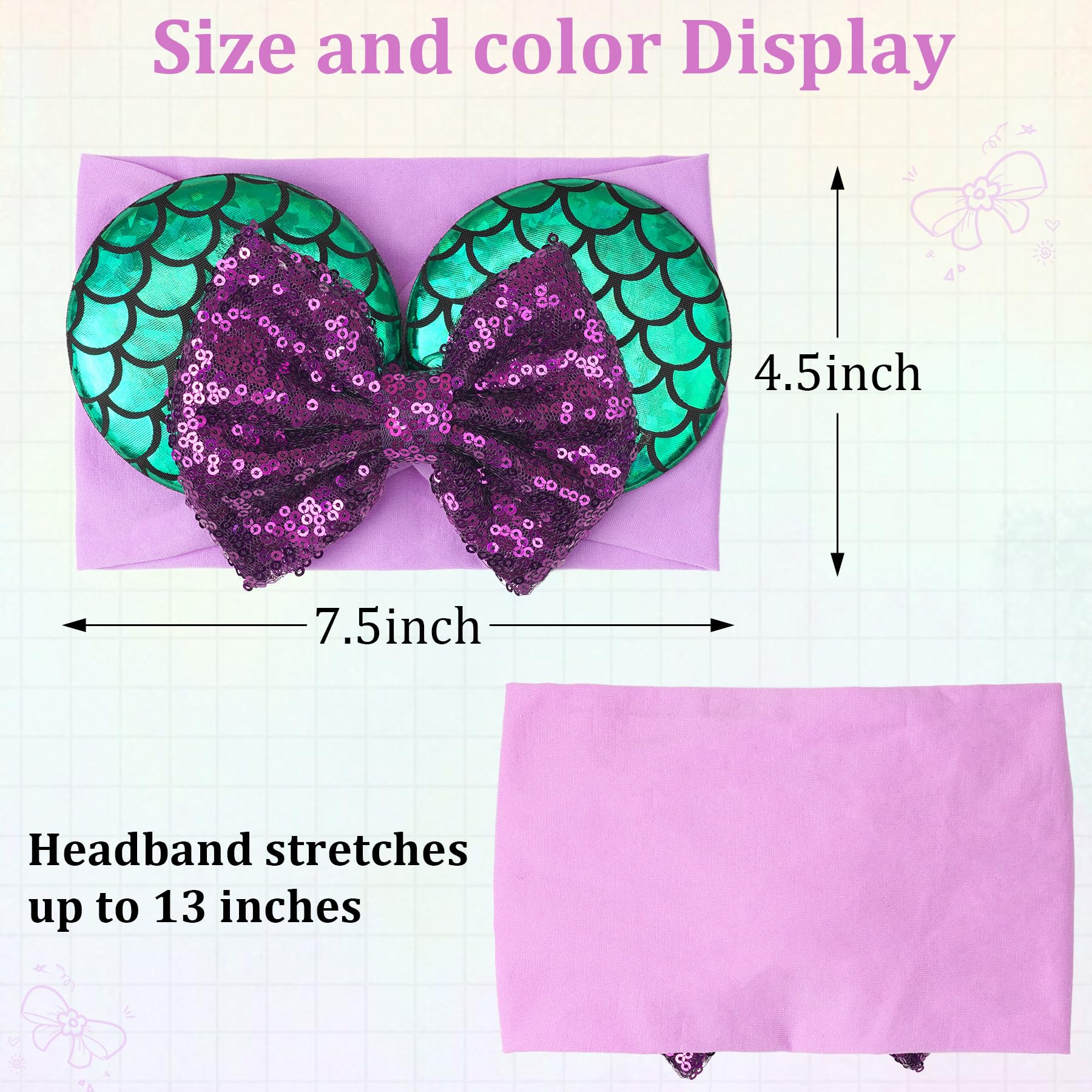 BBGifts nylon soft-fabric headband provides gentle touch and tangle-free sequins