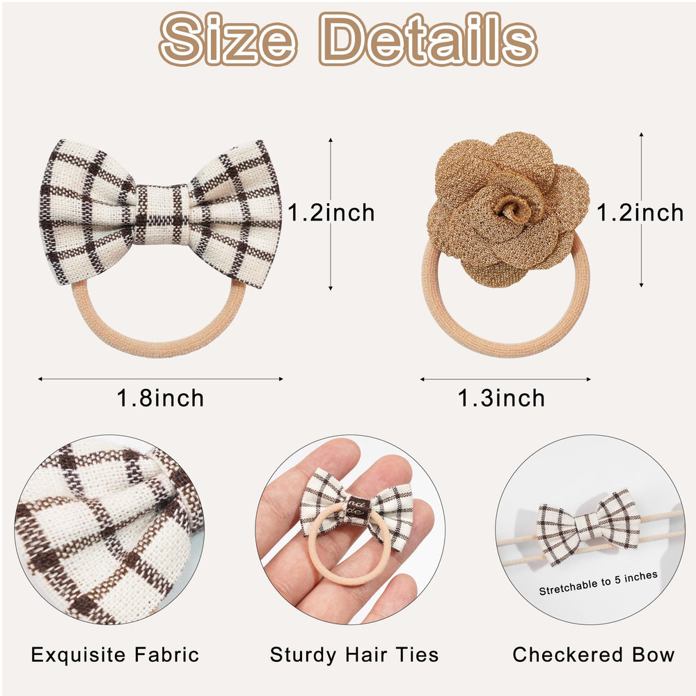 BBGifts pattern variety hair ties include solid, polka dot, plaid for coordinating outfits.