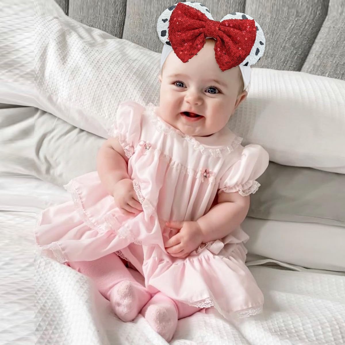 BBGifts red bow white spots fabric closeup perfect party outfit