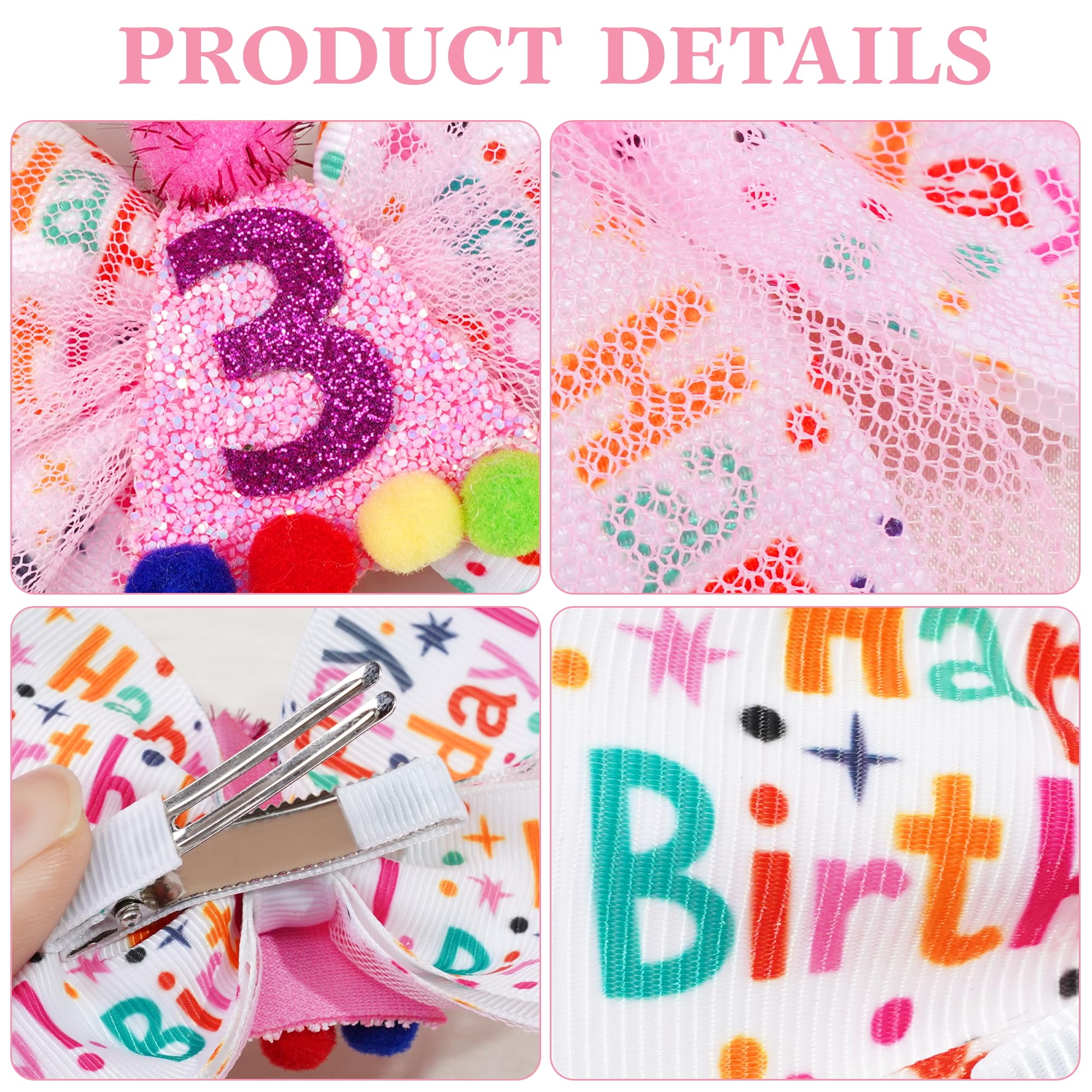 BBGifts Sprinkle Confetti Hair Bow Clip clip-detail shows secure, easy-on design.