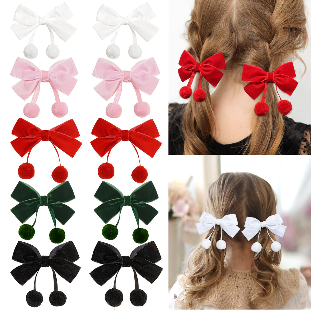 BBGifts velvet bows clip hanging-balls-detail adds delicate charm for outfits