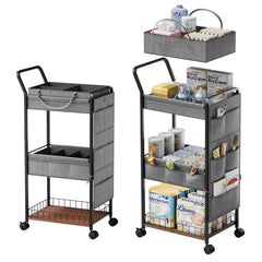 BBLIKE 3-tier diaper caddy rolling cart top view for quick access to baby essentials