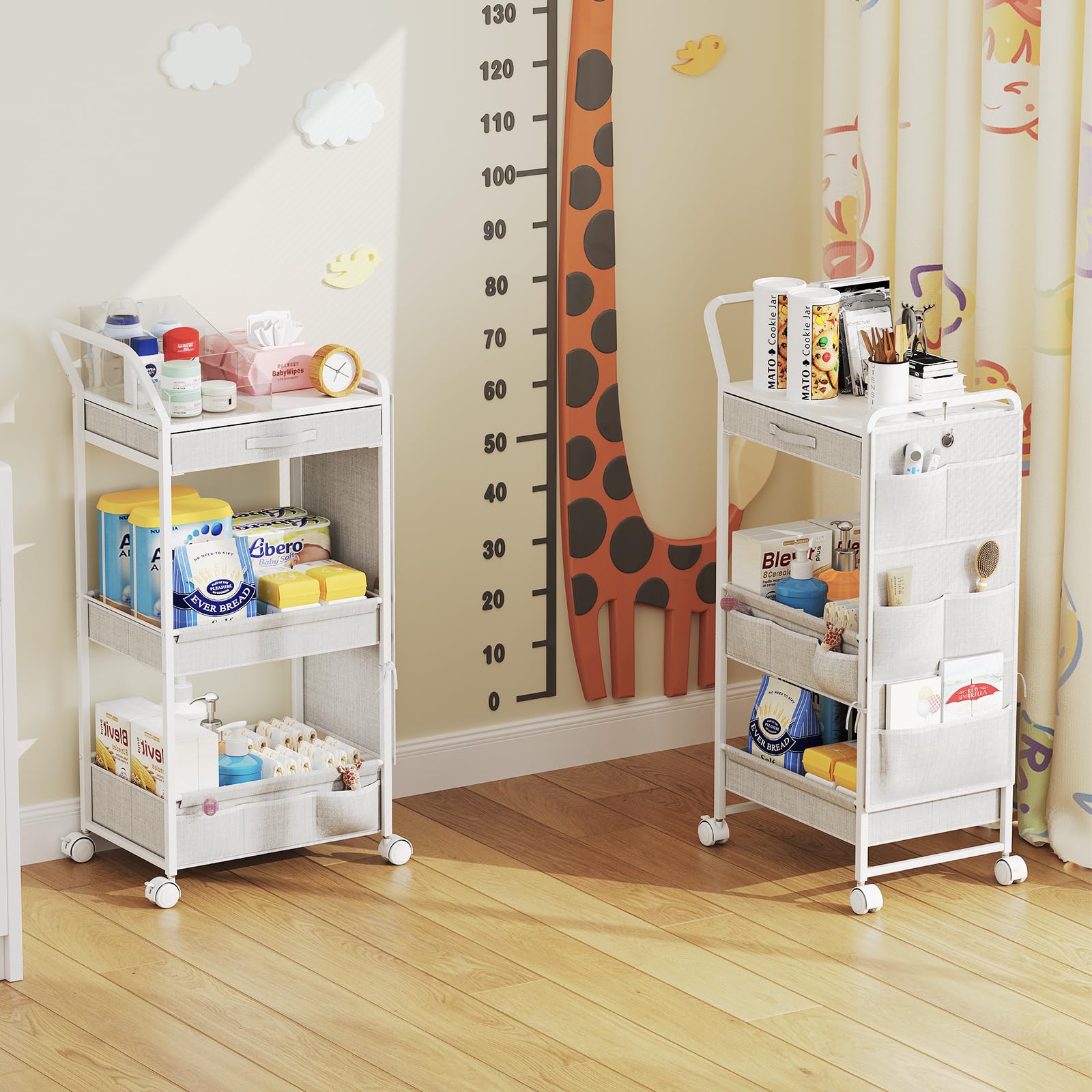BBLIKE 360 degree wheels with two locks enable easy room-to-room movement.