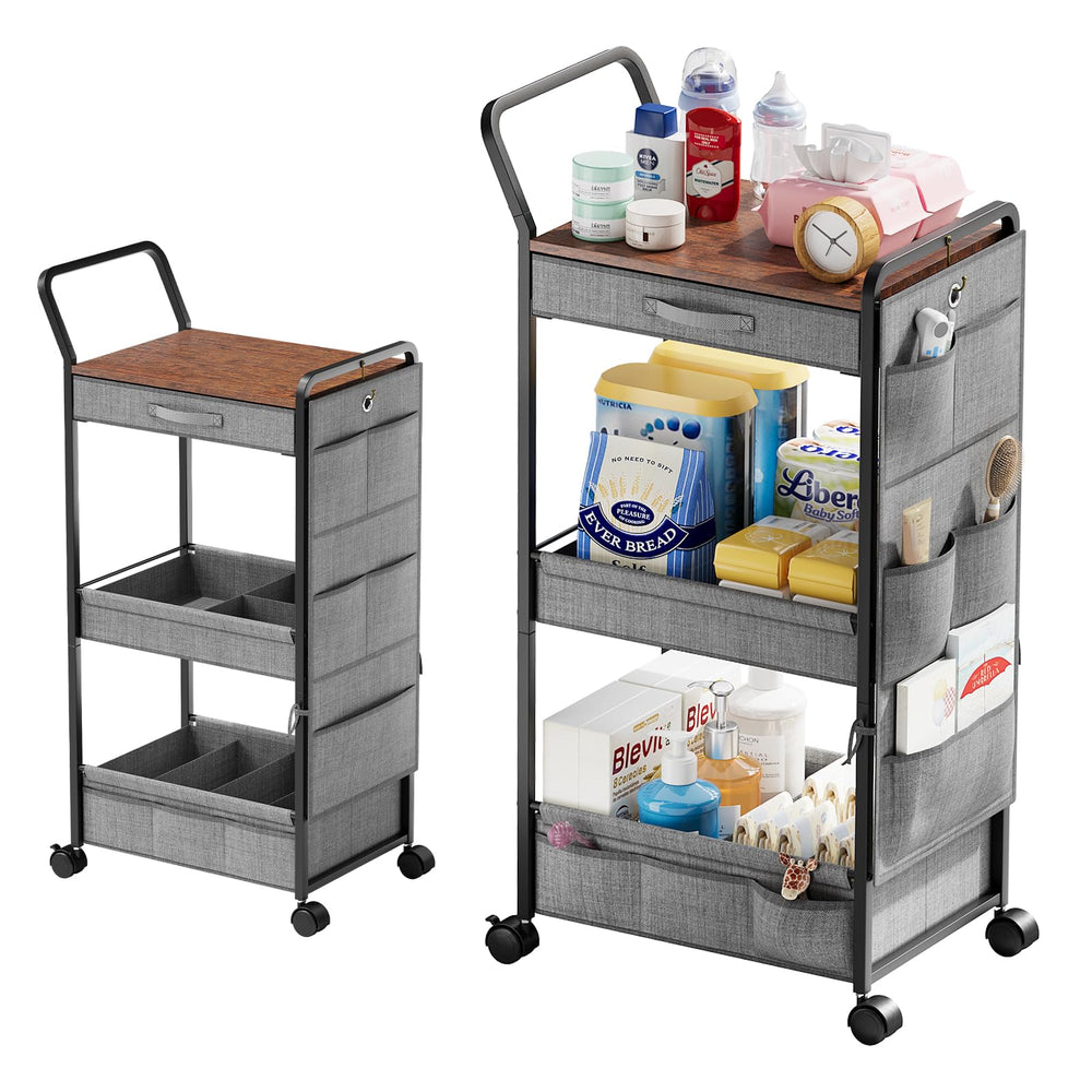 BBLIKE 3-Tier Diaper Caddy front view showing organized nursery storage