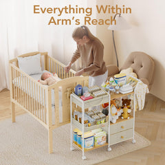 BBLIKE 3-Tier storage holds wipes, towels, and more for tidy diaper duties.