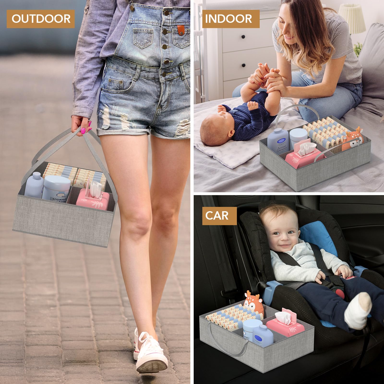 BBLIKE diaper caddy fabric drawers keep diapers and supplies tidy.