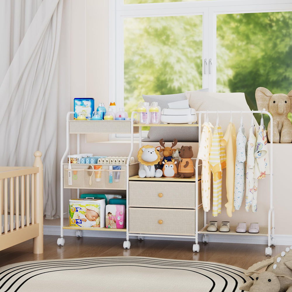 BBLIKE Diaper Caddy neutral-beige finish blends with nursery decor.