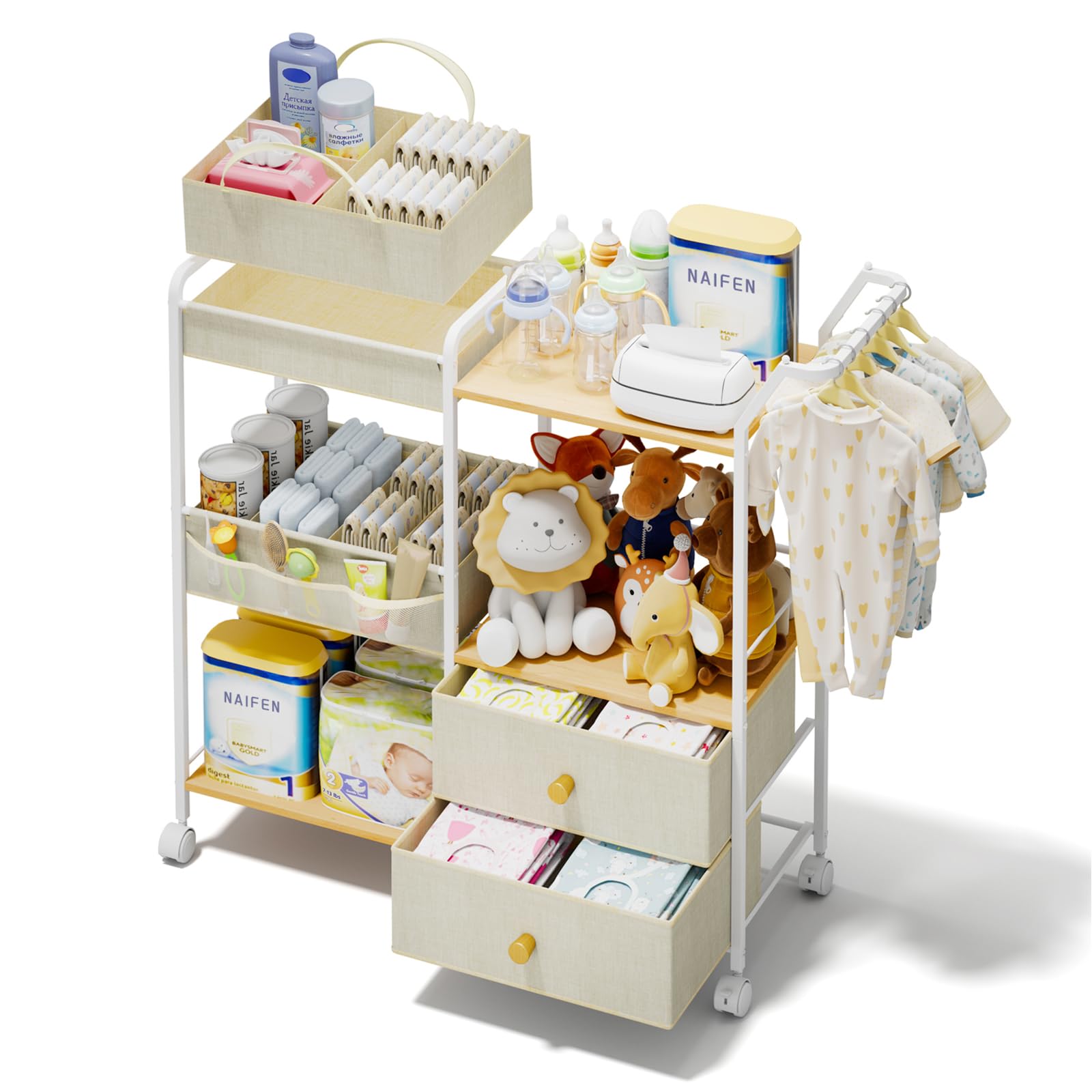 BBLIKE Diaper Caddy Organizer with hanging rack keeps nursery essentials within easy reach.