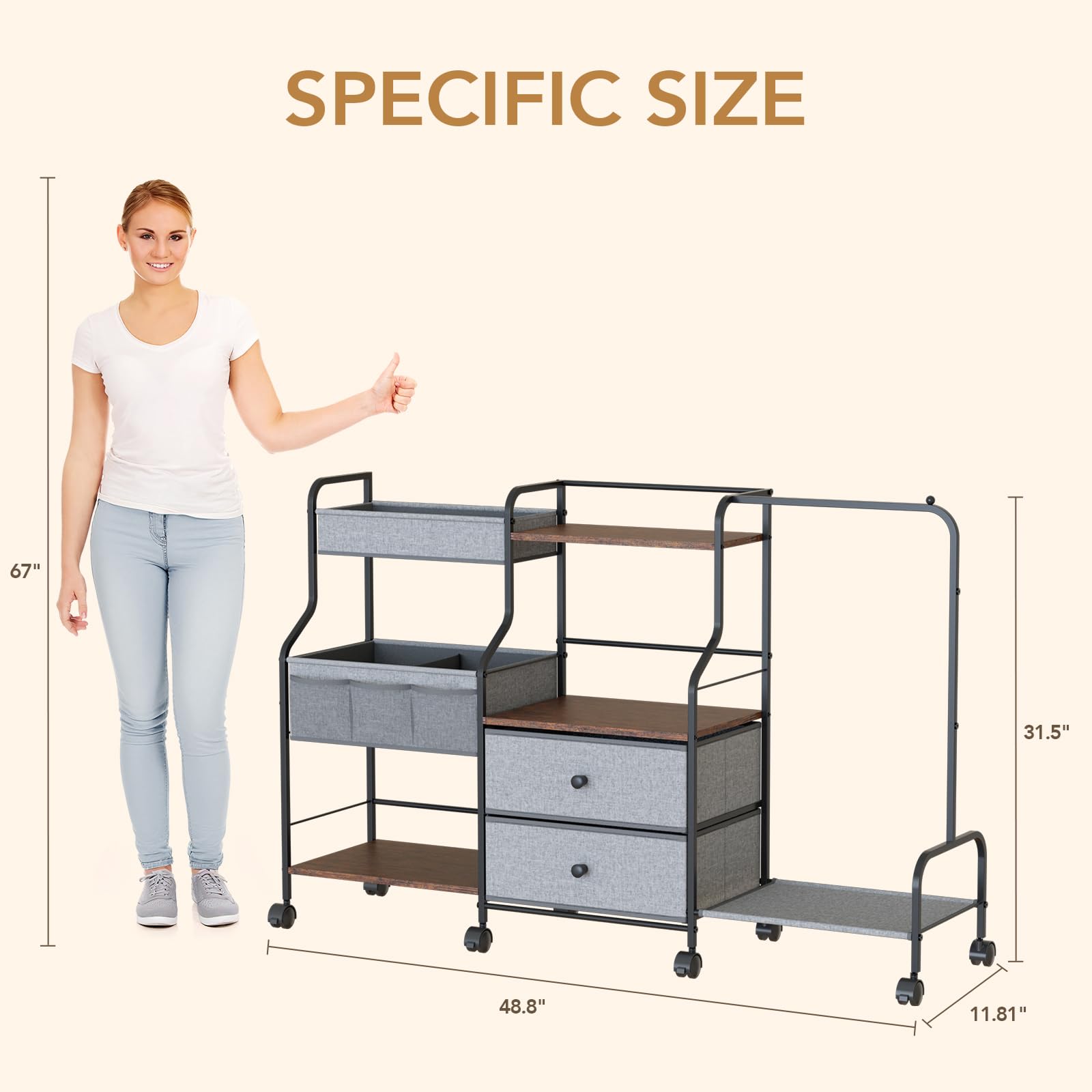 BBLIKE diaper caddy rolling cart drawers open reveals ample diaper storage.