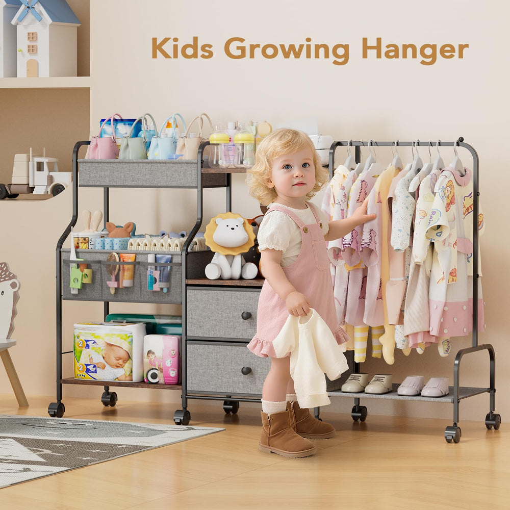 BBLIKE diaper caddy rolling cart side pockets provide quick-access essentials.