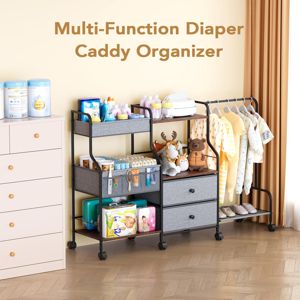 BBLIKE diaper caddy rolling cart slim-profile design fits small spaces.