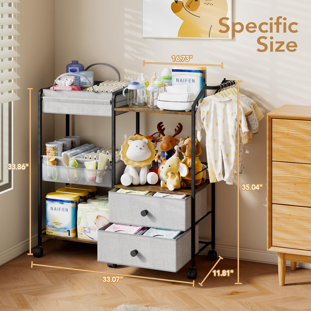 BBLIKE diaper caddy six wheels enable smooth transport around the nursery.