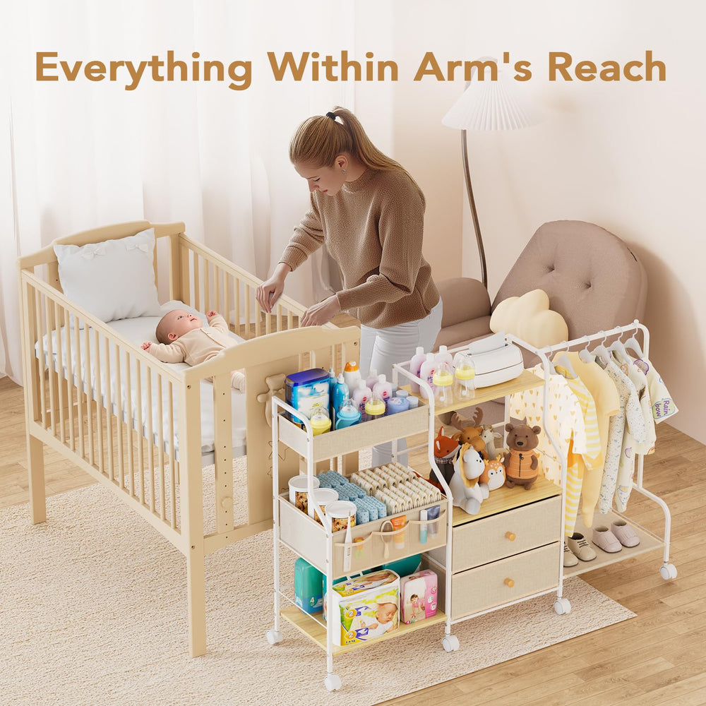 BBLIKE Diaper Caddy space-saving-profile fits in tight corners for small-space nurseries.