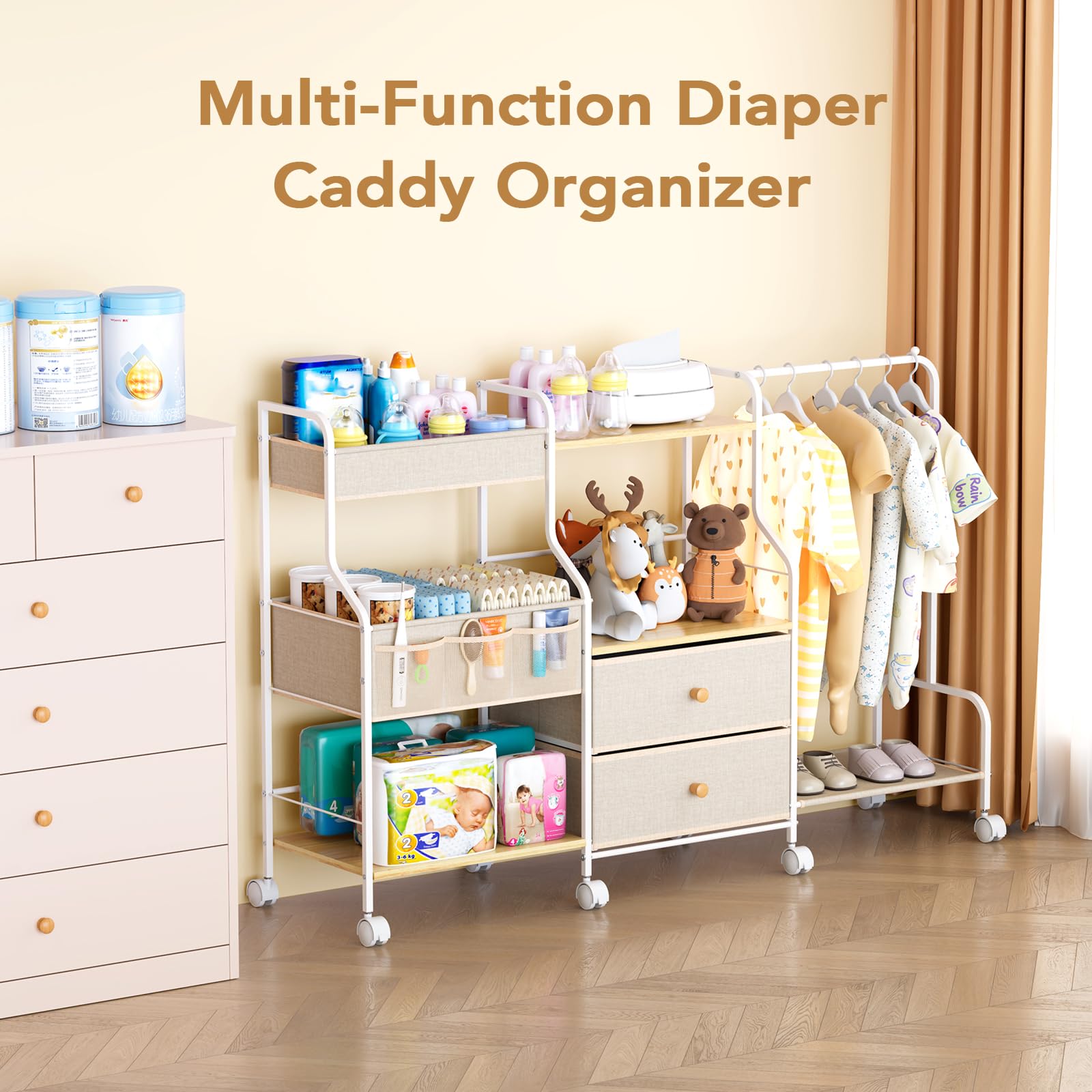 BBLIKE Diaper Caddy steel-frame closeup highlights durable construction for lasting use.