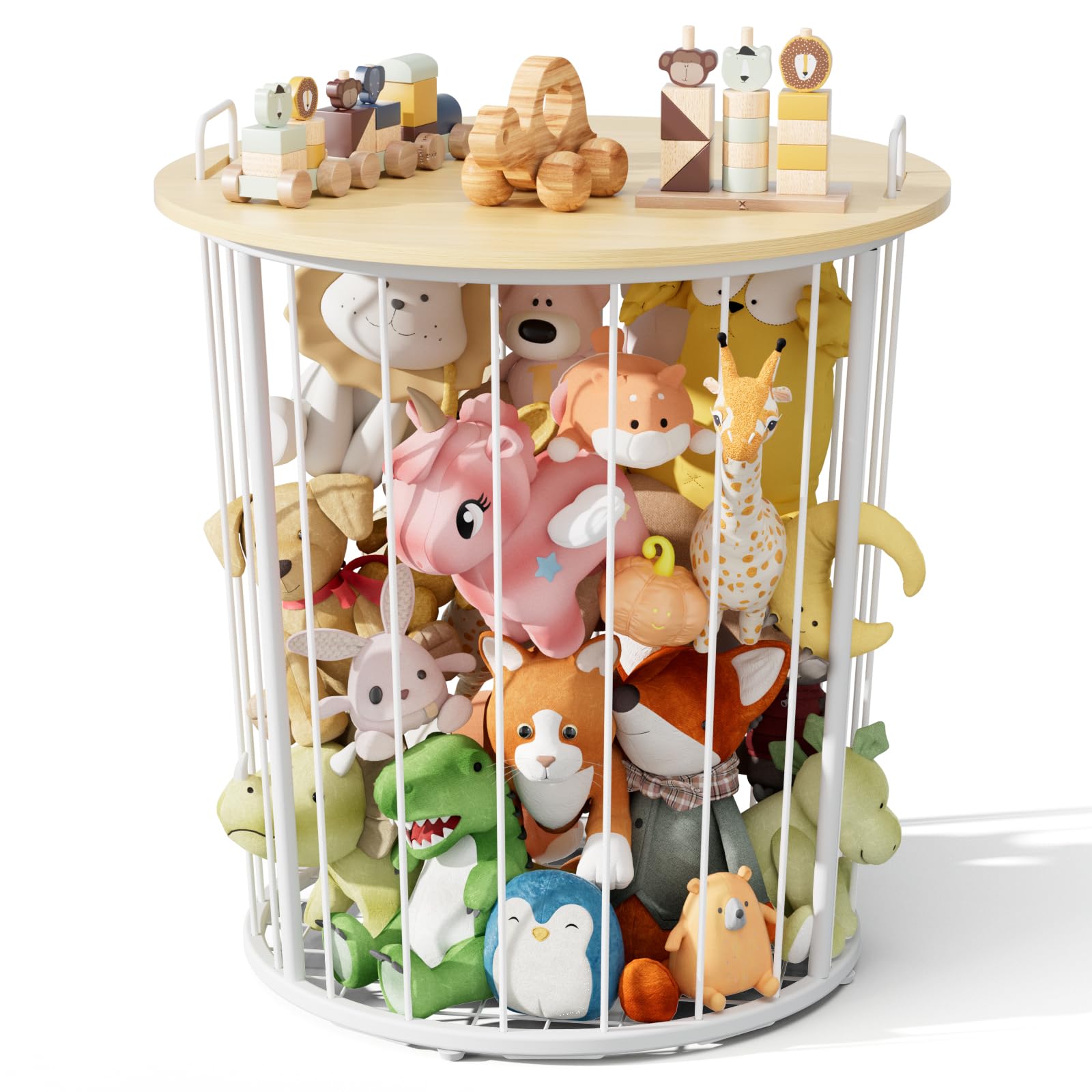 BBLIKE large stuffed animal storage end table frame with sturdy metal base for plush organization.