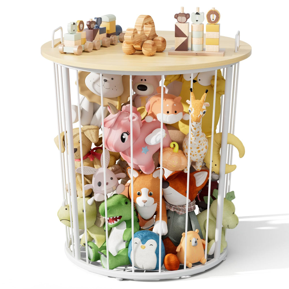 BBLIKE large stuffed animal storage end table frame with sturdy metal base for plush organization.