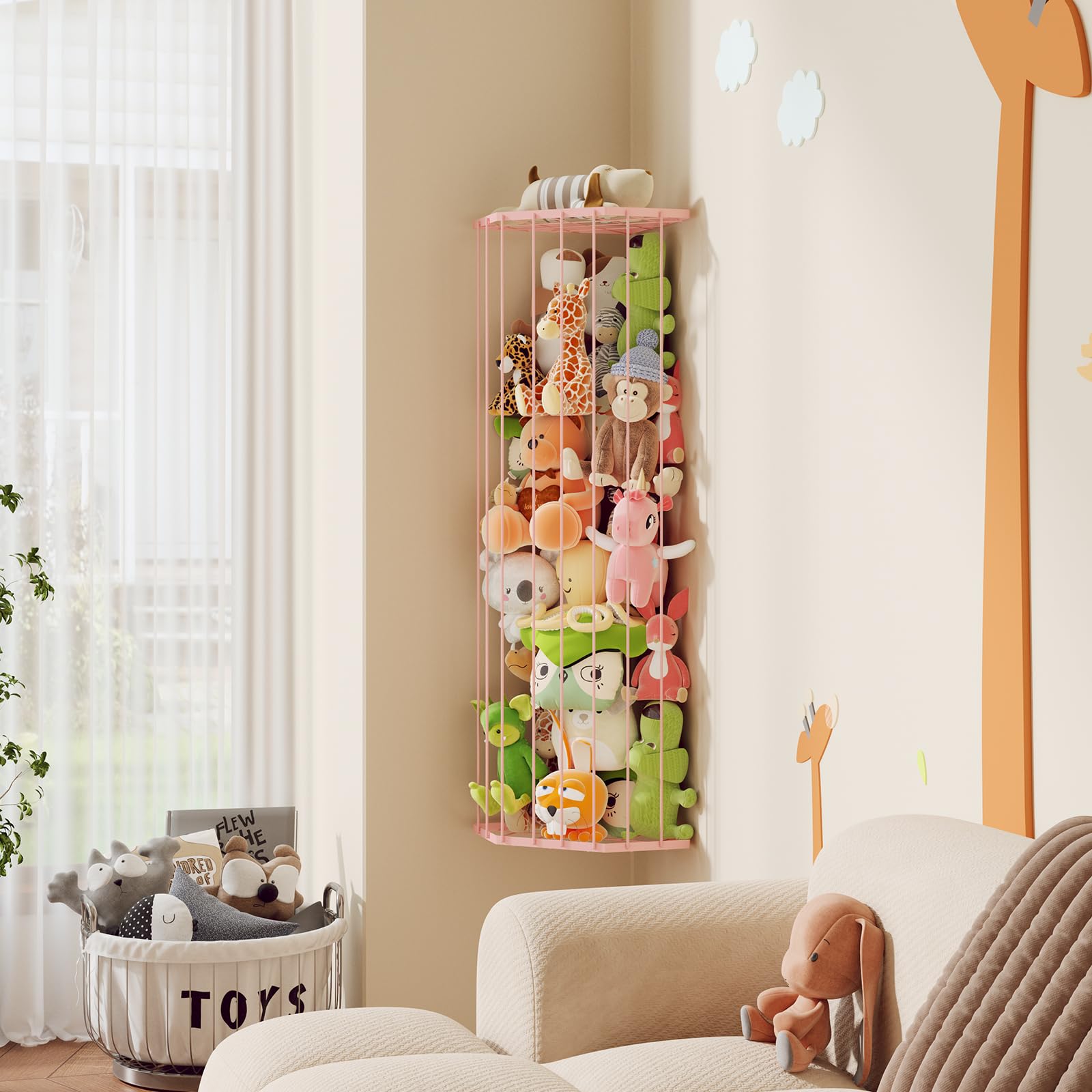 BBLIKE stuffed animal storage zoo space-saving corner design frees floor space.