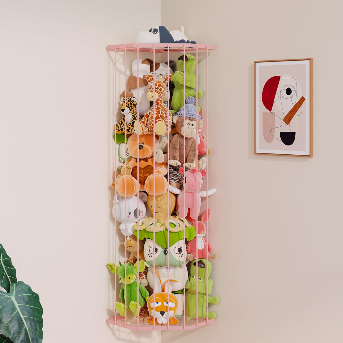 BBLIKE stuffed animal storage zoo wall mount setup demonstrating space-saving organization for nursery.